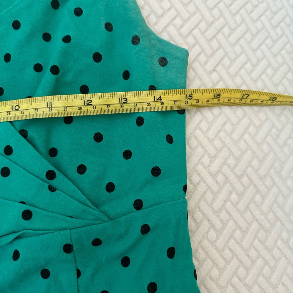Pinup Couture Turquoise Dress with Black Polka Dots - Picture 7 of 8